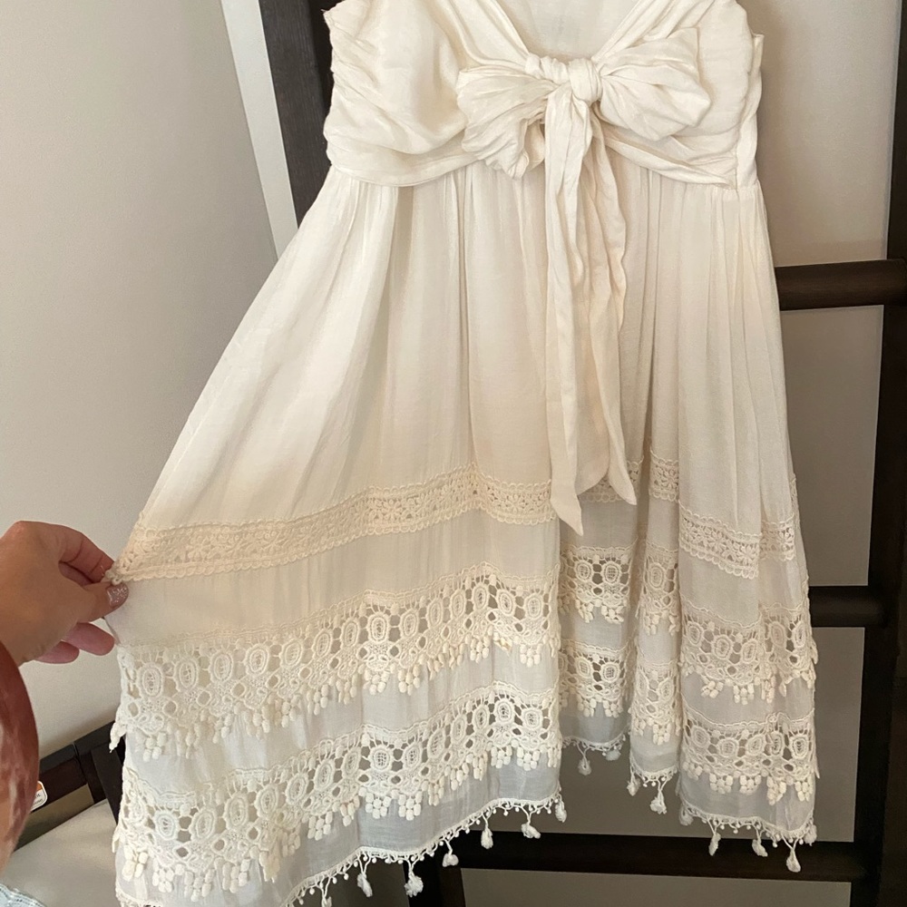 White boho bow dress